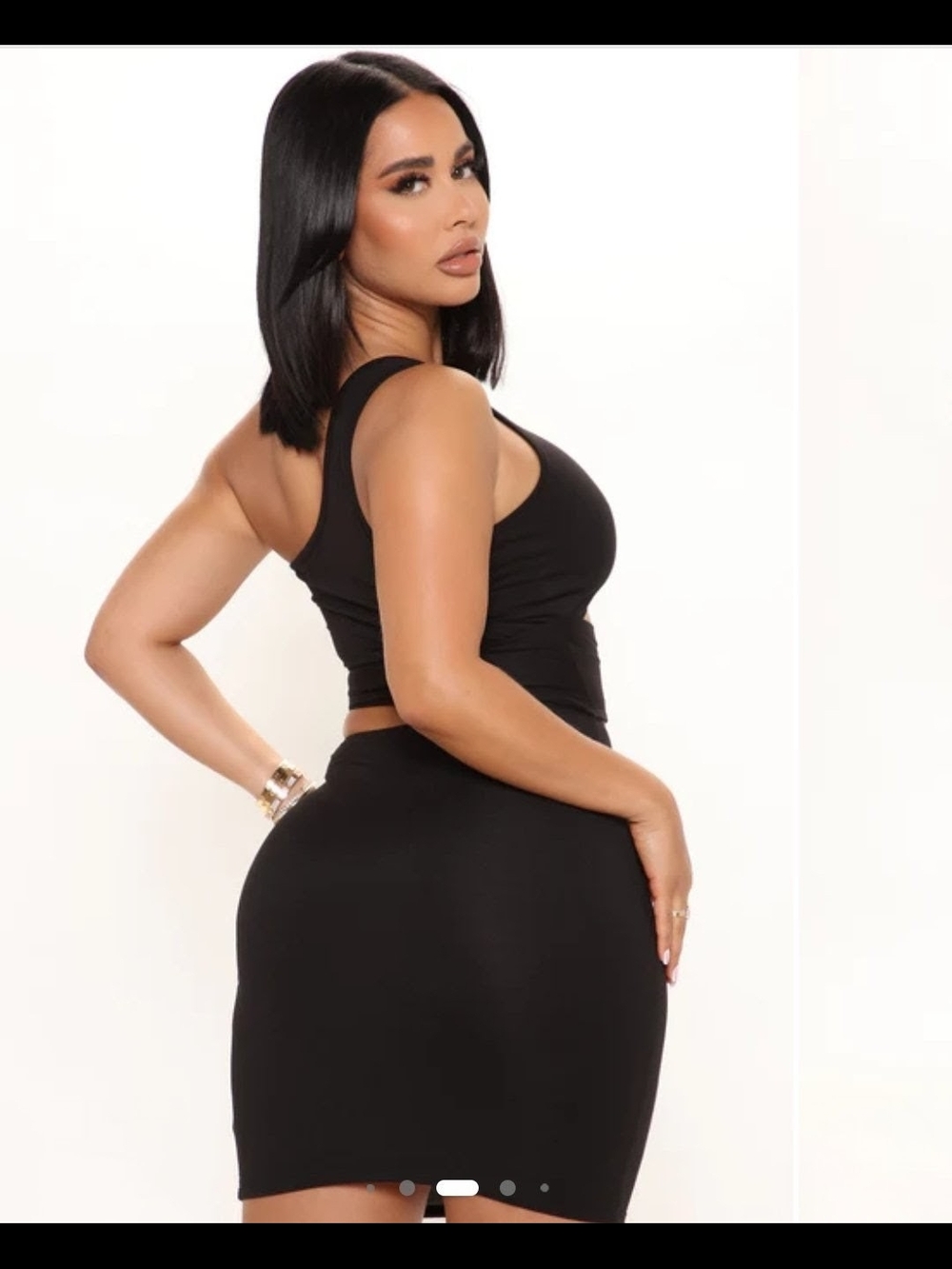 Fashion Nova One-Shoulder Black Cutout Side Tie Dress S - Picture 2 of 16